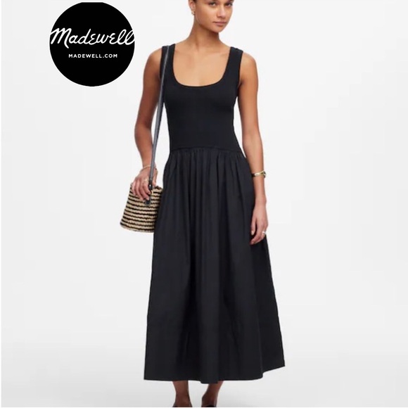 Madewell Dresses & Skirts - Madewell Mixed Poplin Scoopneck Maxi Dress Size Medium